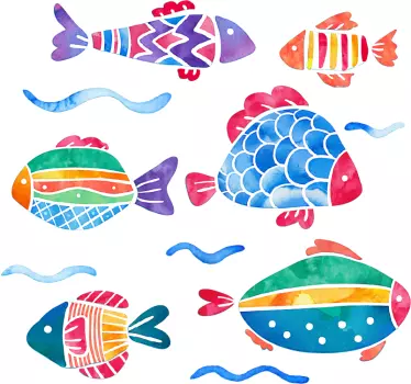 Kalojen lasten kylpytarroja - Tenstickers
