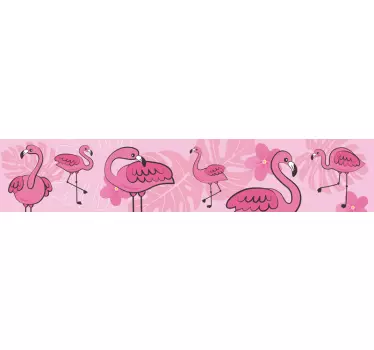 Ihastuttava flamingo kuvio koristereunus tarra - Tenstickers
