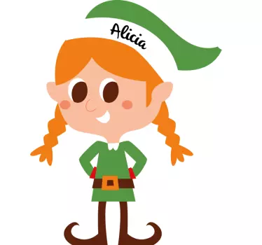 Muokattava tonttu-tyttö joulutarra - Tenstickers