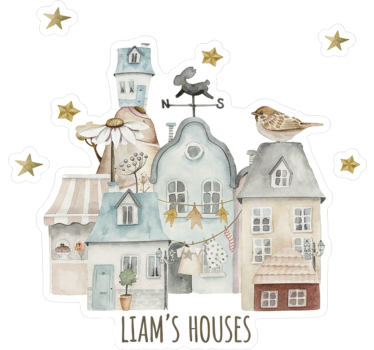 Flemish houses with name kuvitus seinätarra - Tenstickers