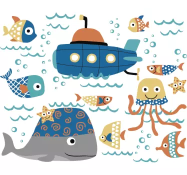 Merimotiivit kala seinätarra - Tenstickers