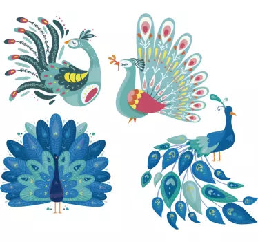 Riikinkukkoja asettaa lintu tarra - Tenstickers
