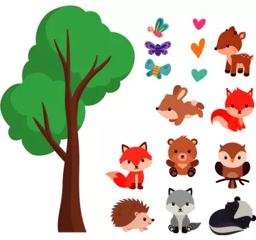 Iloiset metsäeläimet villieläin tarra - Tenstickers