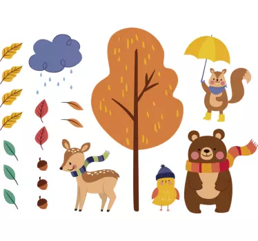 Eläin syksyinen ympäristö villieläin tarra - Tenstickers