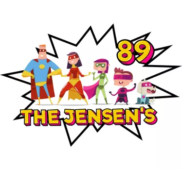 Perheen superhero-postilaatikon mukautettu tarra - Tenstickers