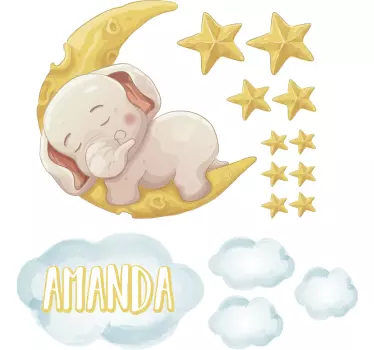 Nukkuva elefantti kuvitus seinätarra - Tenstickers