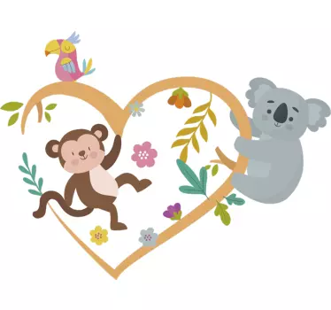 Kevään koala- ja apinapuun oksan eläinseinämätarra - Tenstickers