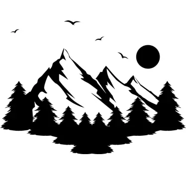 Alppien kesä siluetti luonto seinätarra - Tenstickers