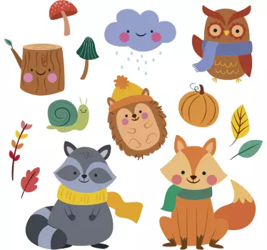 Syksyn kukat ja eläimet villieläinten tarra - Tenstickers