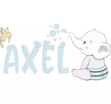 Muokattava vauva norsu tarra nimellä - Tenstickers