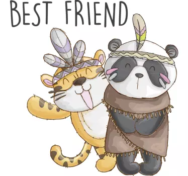 Sarjakuva panda & tiikeri kuva valokuvatapetti - Tenstickers
