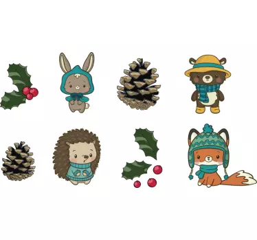Talvikukkia ja eläimiä villieläinten tarra - Tenstickers