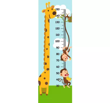 Apina ja kirahvin mittaaja mittanauhatarra - Tenstickers