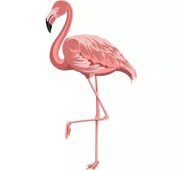 Pinkki lintu seisomassa yhdellä jalalla flamingo tarra - Tenstickers