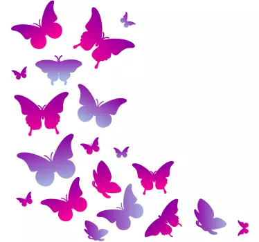 Violetti perhosia lentävä perhonen seinä tarra - Tenstickers