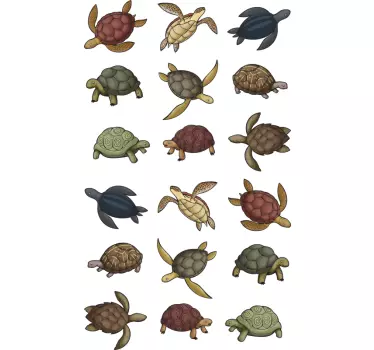 Erilaisia kilpikonnia eläintarra - Tenstickers