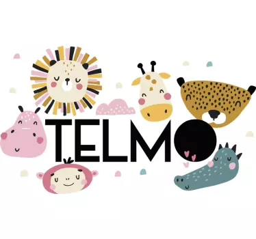 Viidakon eläimet nimellä kuvitus seinätarra - Tenstickers