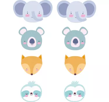 Norsuja ja muita eläimiä lasten seinätarra - Tenstickers