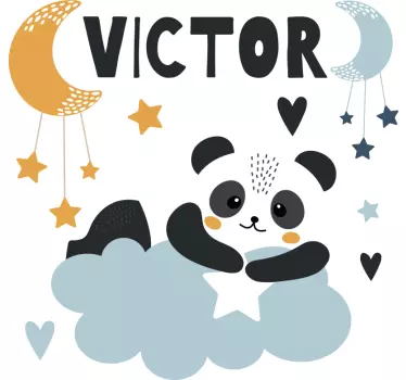 Panda nukkumassa pilven päällä nimi seinätarrat lastenhuone - Tenstickers