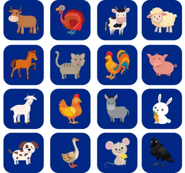 Eri eläimet neliö taustalla maatilaeläintarroja - Tenstickers