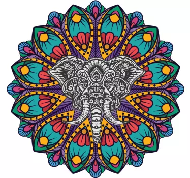 Värikäs norsu mandala Abstrakti seinätarra - Tenstickers
