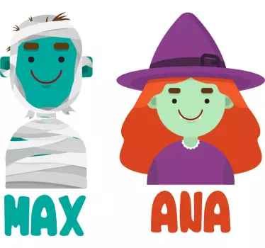 Noita ja muumio nimi halloween tarra - Tenstickers