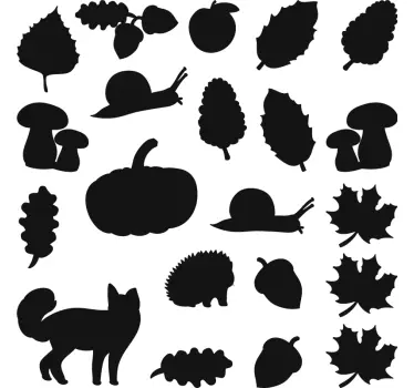 Piirrettyjä metsän eläimiä ja kasveja Villieläintarrat - Tenstickers