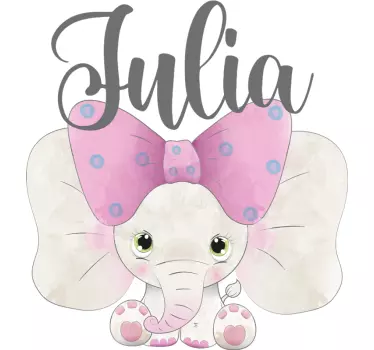 Norsu vauvalla ja nimellä lastenhuoneen seinätarrat - Tenstickers