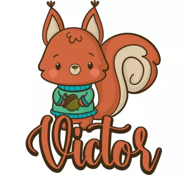 Orava ja tammenterho kuvitus seinätarra - Tenstickers