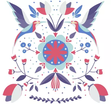 Kukka lintu-aihe luontoaiheinen seinätarra - Tenstickers