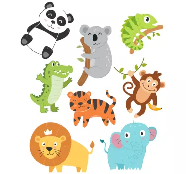 Käsin piirrettyjä syksyn eläimiä seinätarra lastenhuone - Tenstickers