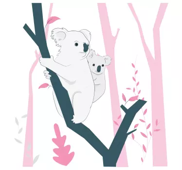 Vaaleanpunainen puu villieläinten kanssa Puutarrat - Tenstickers