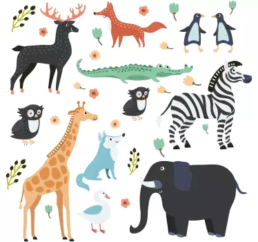 Viidakon eläimet Sarjakuvatarra - Tenstickers