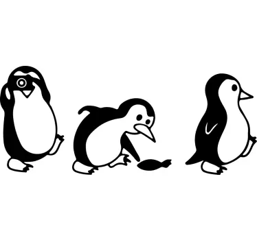 Söpö pingviinit kävely Lintutarrat - Tenstickers