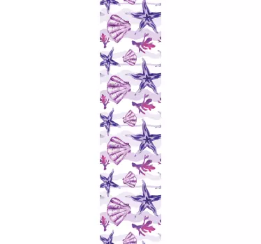 Violetti simpukka ja meritähti suihku Suihkuikkunatarra - Tenstickers