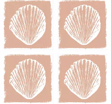Retro simpukankuvio beige Kaakelitarrat - Tenstickers
