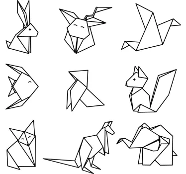 Joukko eläimiä origami-tyyliin Villieläintarrat - Tenstickers