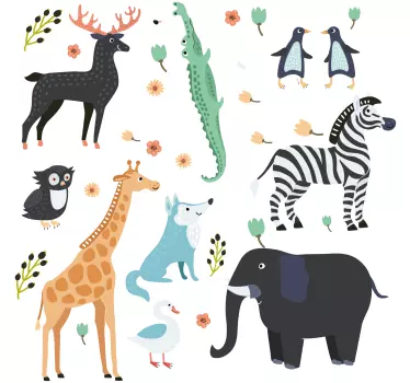 Viehättävät eläinhahmoteläintarra - Tenstickers