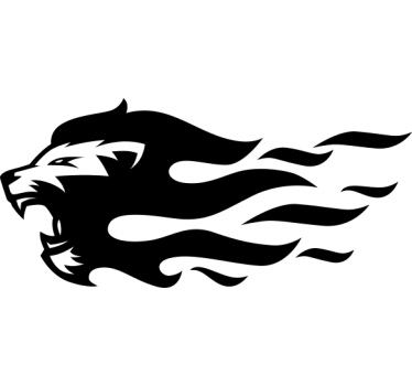 Leijona liekkisiluetissa autotarra - Tenstickers
