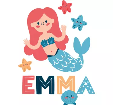 Seinätarra lastenhuone merihenkinen hahmoillustratio - Tenstickers