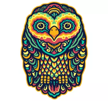 Värikäs pöllö mandala kukkatarra - Tenstickers