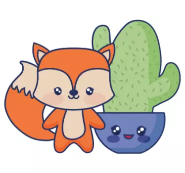 Anime kaktus ja kettu Sarjakuvatarra - Tenstickers