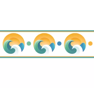 Aurinko ja aallot koristereunus seinätarra - Tenstickers