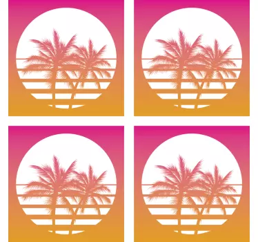 Palmut auringonlasku kuvio seinätarra - Tenstickers