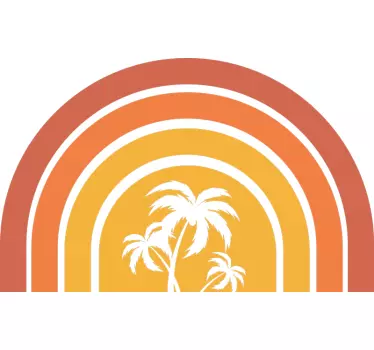 Retro auringonlasku ja kämmenet sänky sänkypäätytarra - Tenstickers
