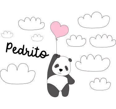 Panda ilmapallon kanssa seinätarra lastenhuone - Tenstickers