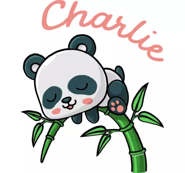 Panda bambulla ja nimellä vauvatarrat - Tenstickers