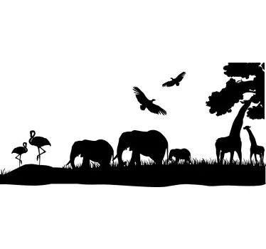 Kaunis savannah siluetti sisustustarra olohuoneeseen - Tenstickers