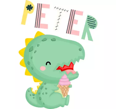 Seinätarra lastenhuone söpöistä dinosaurusaiheista - Tenstickers