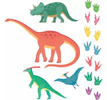 Dinosaurukset ja jalanjäljet Dinosaurustarra - Tenstickers